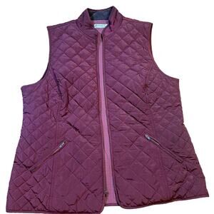 Orvis Women’s Quilted Puffer Vest Size Large Burgundy Thinsulate Full Zip